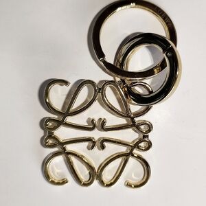 LOEWE Anagram Keyring Bag Charm Goldtone Metal